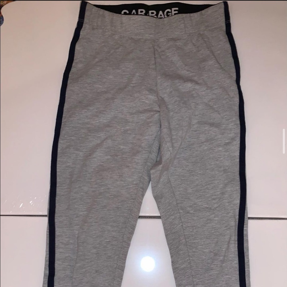 Garage grey leggings with navy side leg stripe